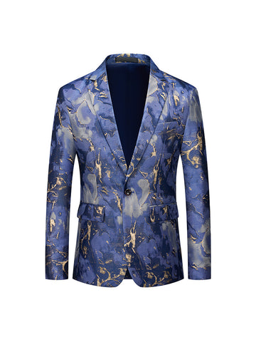 Tailored Fit Notched Lapel Single Breasted One-button Men's Party Jacket