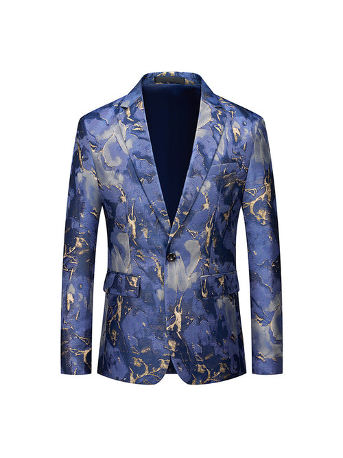 Tailored Fit Notched Lapel Single Breasted One-button Men's Party Jacket