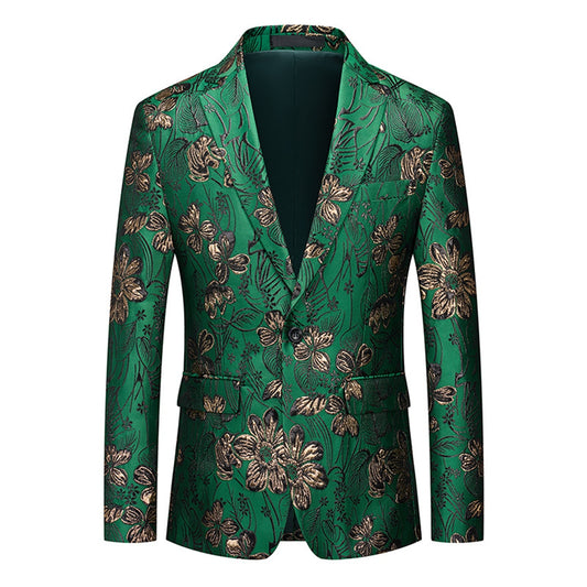 Tailored Fit Notched Lapel Single Breasted One-button Men's Party Jacket