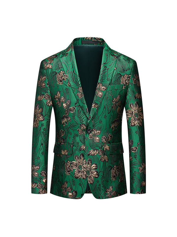 Tailored Fit Notched Lapel Single Breasted One-button Men's Party Jacket