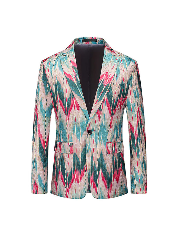 Tailored Fit Notched Lapel Single Breasted One-button Men's Party Jacket