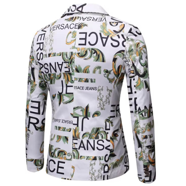 Men's Tailored Fit Notched Lapel Single Breasted One-button Printed Floral Jacket