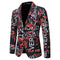Men's Tailored Fit Notched Lapel Single Breasted One-button Printed Floral Jacket