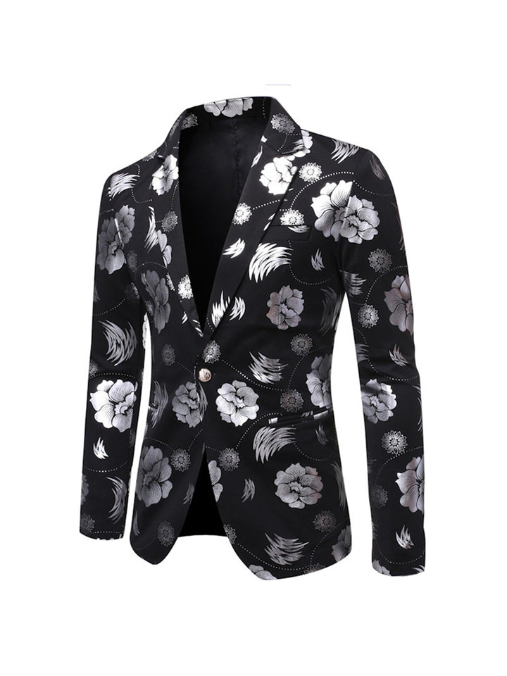 Tailored Fit Notched Single Breasted One-button Printed Chic Men&
