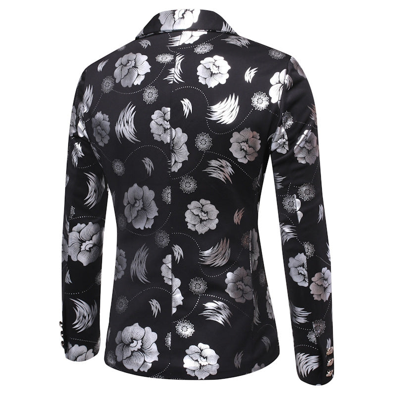Tailored Fit Notched Single Breasted One-button Printed Chic Men&