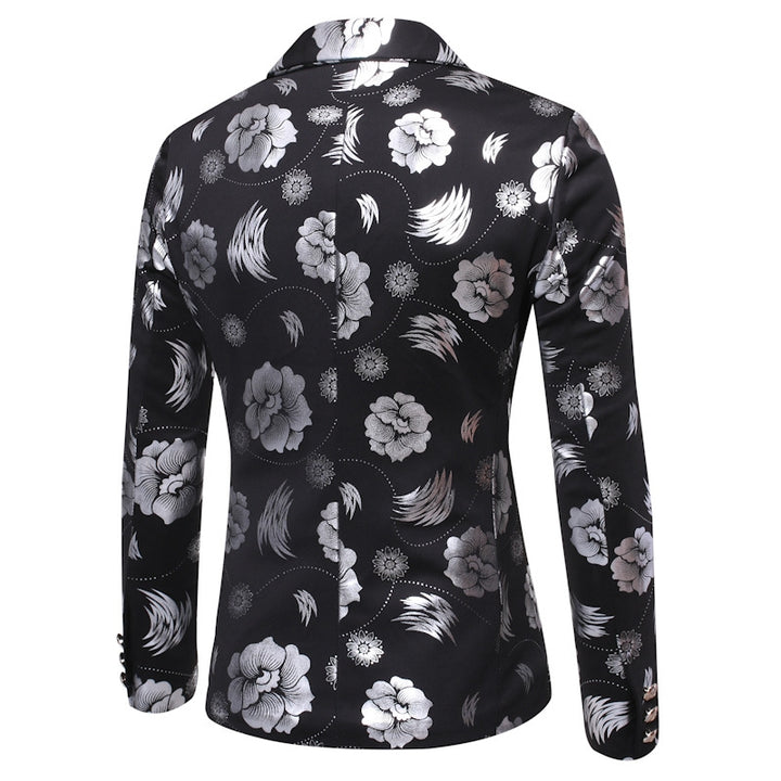 Tailored Fit Notched Single Breasted One-button Printed Chic Men&