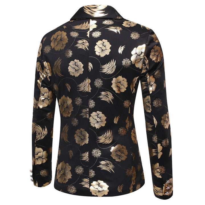 Tailored Fit Notched Single Breasted One-button Printed Chic Men&