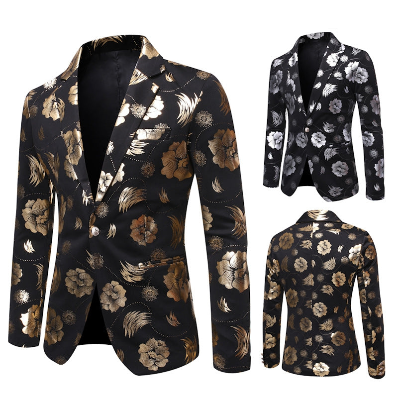 Tailored Fit Notched Single Breasted One-button Printed Chic Men&