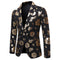 Tailored Fit Notched Single Breasted One-button Printed Chic Men's Party Jacket