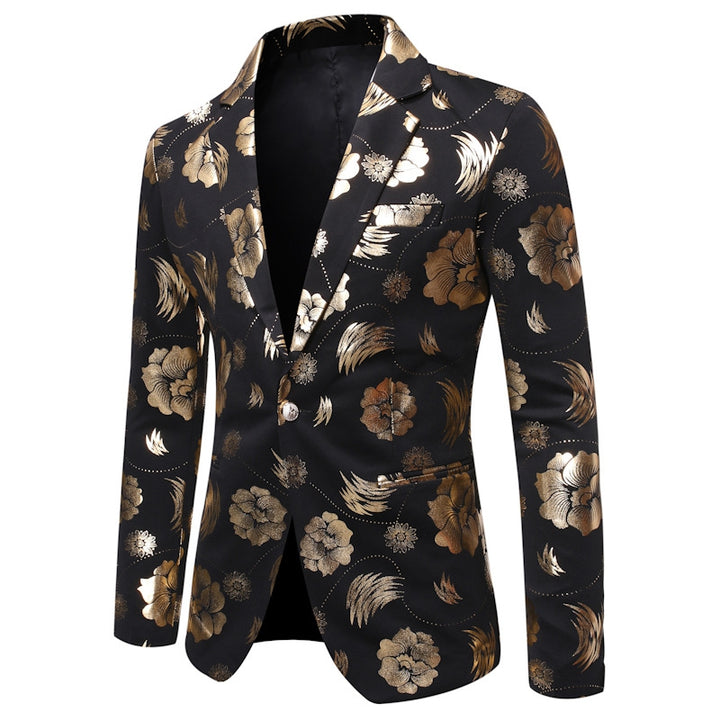 Tailored Fit Notched Single Breasted One-button Printed Chic Men&