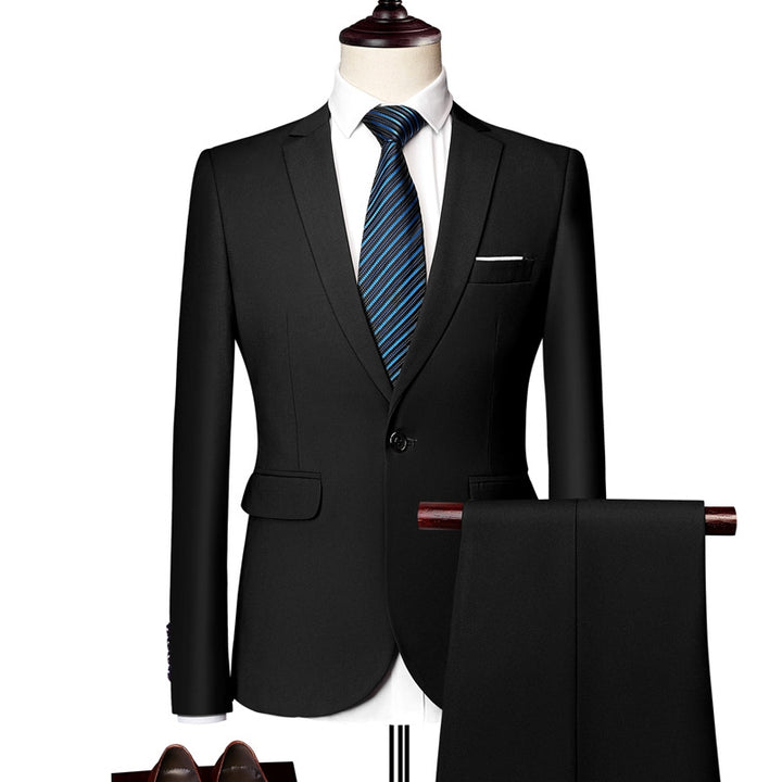 Tailored Fit Single Breasted One-button 2 Pieces Solid Colored Men&
