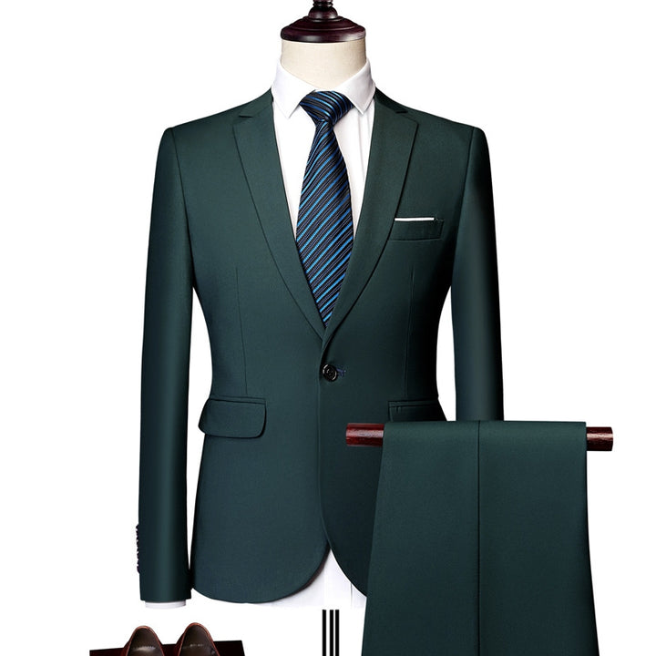 Tailored Fit Single Breasted One-button 2 Pieces Solid Colored Men&