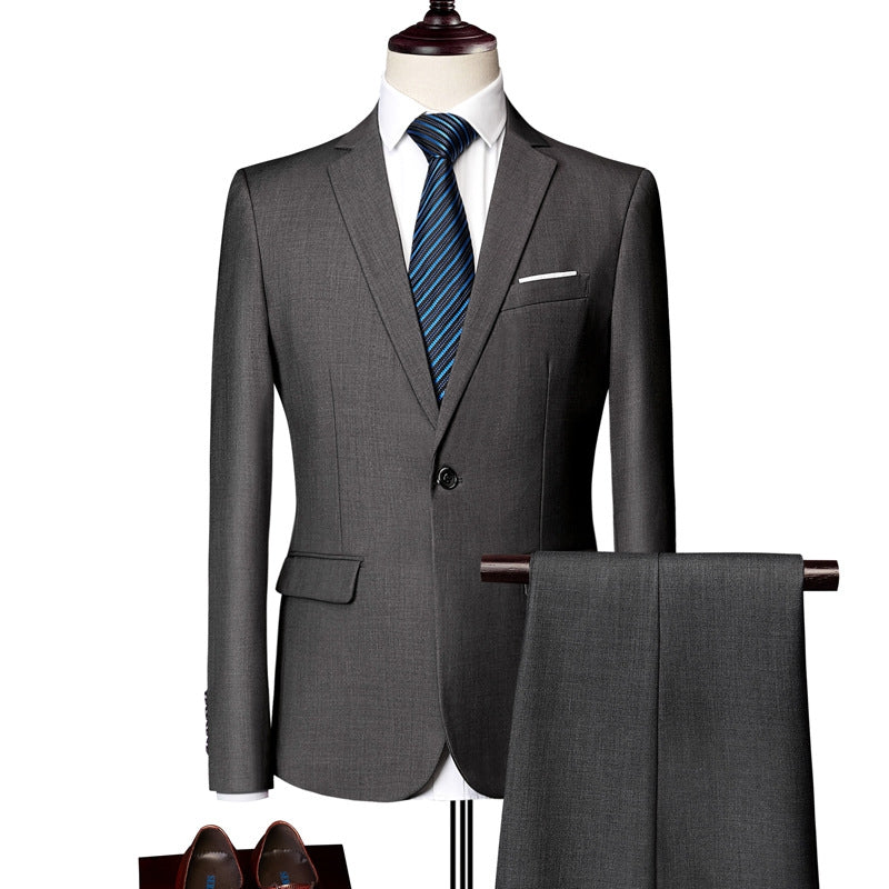 Tailored Fit Single Breasted One-button 2 Pieces Solid Colored Men&