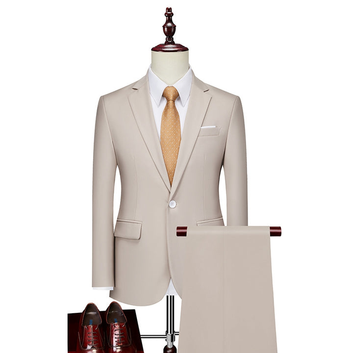 Tailored Fit Single Breasted One-button 2 Pieces Solid Colored Men&