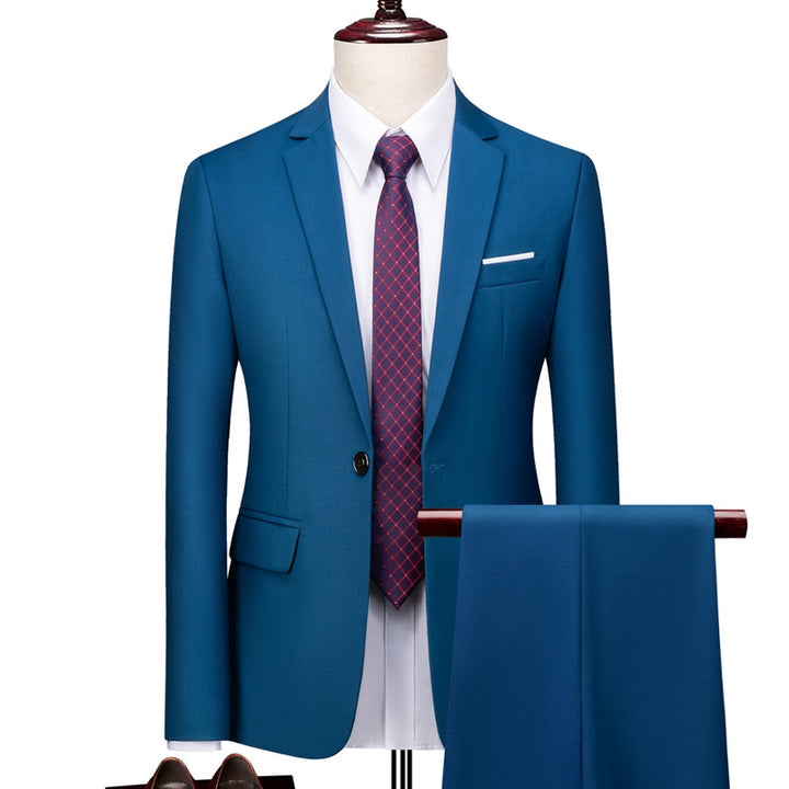 Tailored Fit Single Breasted One-button 2 Pieces Solid Colored Men&