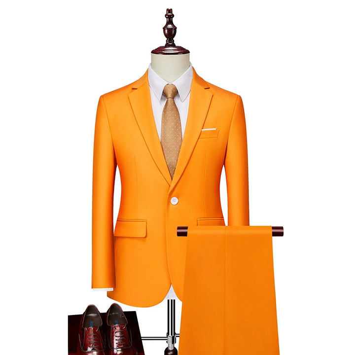 Tailored Fit Single Breasted One-button 2 Pieces Solid Colored Men&