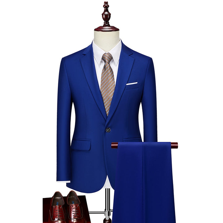 Tailored Fit Single Breasted One-button 2 Pieces Solid Colored Men&