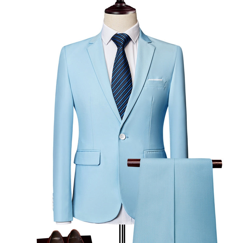 Tailored Fit Single Breasted One-button 2 Pieces Solid Colored Men&