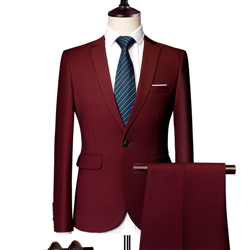 Tailored Fit Single Breasted One-button 2 Pieces Solid Colored Men&