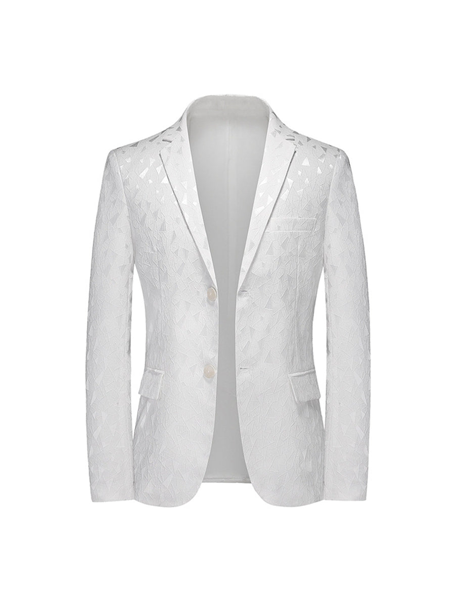 Tailored Fit Notched Lapel Single Breasted Two-button Geometric Men&