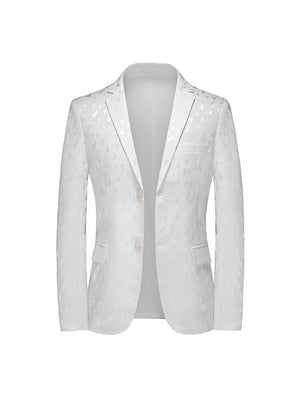 Tailored Fit Notched Lapel Single Breasted Two-button Geometric Men's Fashionable Jacket