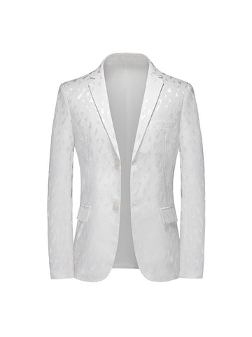 Tailored Fit Notched Lapel Single Breasted Two-button Geometric Men's Fashionable Jacket