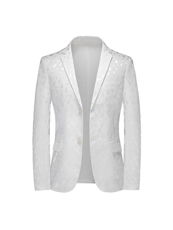 Tailored Fit Notched Lapel Single Breasted Two-button Geometric Men's Fashionable Jacket