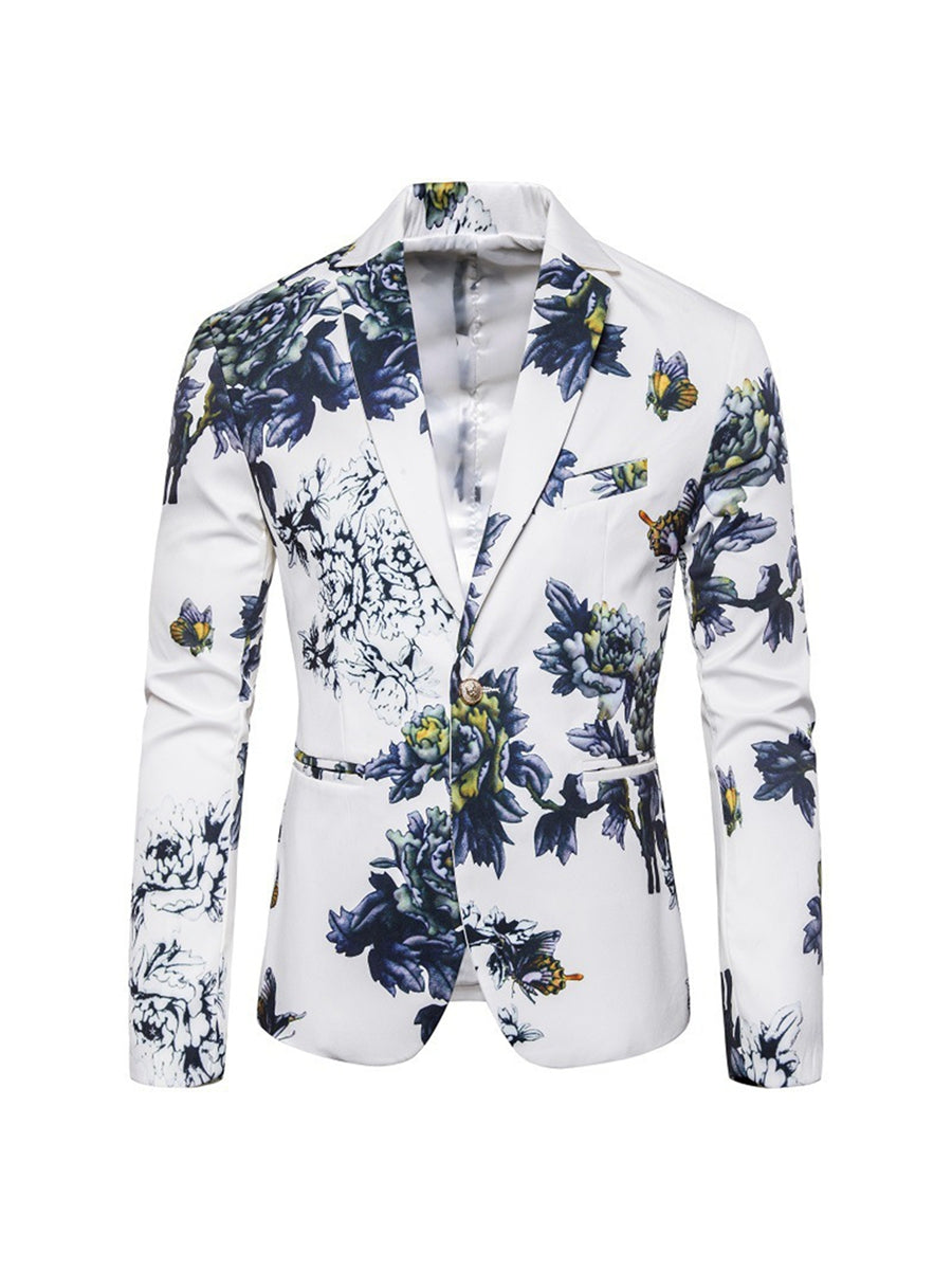 Tailored Fit Notched Single Breasted One-Button Printed Men&