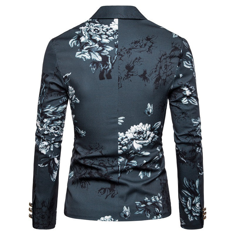 Tailored Fit Notched Single Breasted One-Button Printed Men&