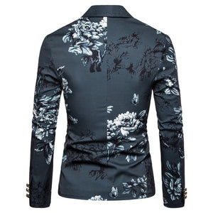 Tailored Fit Notched Single Breasted One-Button Printed Men's Party Jacket