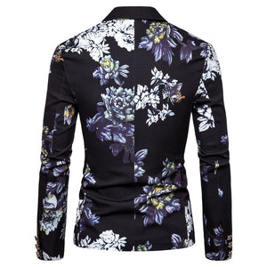 Tailored Fit Notched Single Breasted One-Button Printed Men's Party Jacket