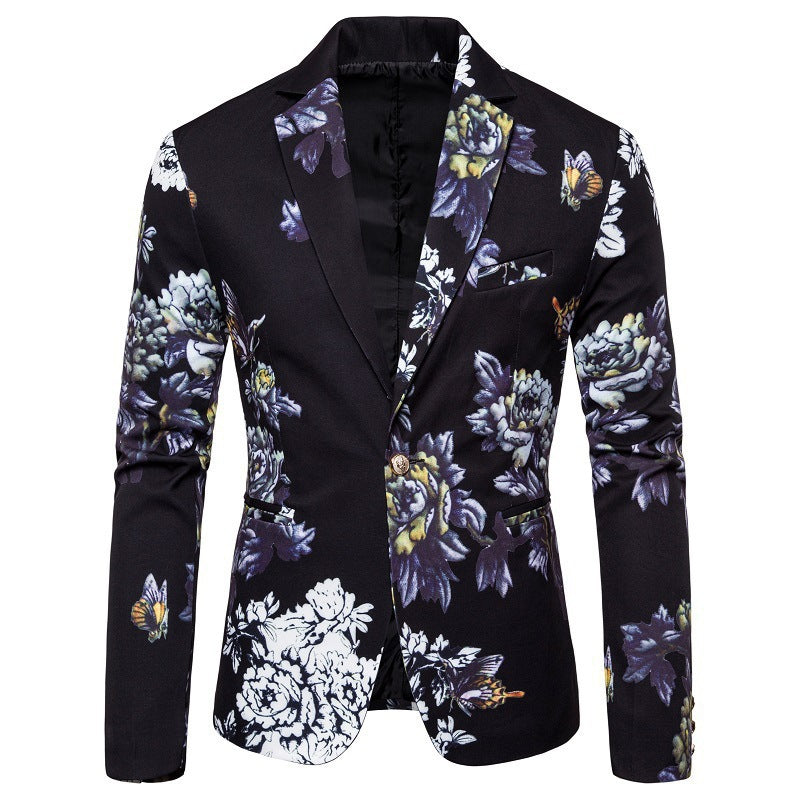 Tailored Fit Notched Single Breasted One-Button Printed Men&