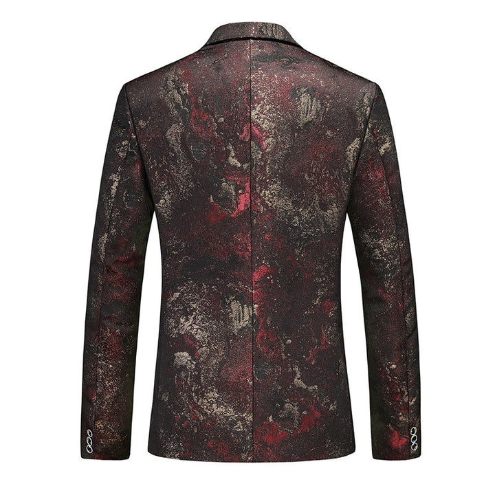 Tailored Fit Notched Lapel Single Breasted One-button Floral Men&