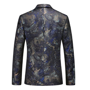 Tailored Fit Notched Lapel Single Breasted One-button Floral Men's Casual Jacket