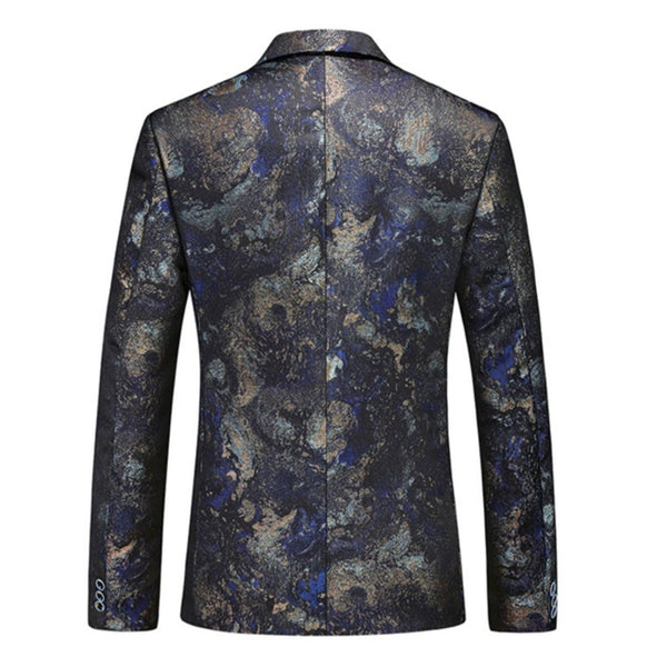Tailored Fit Notched Lapel Single Breasted One-button Floral Men's Casual Jacket