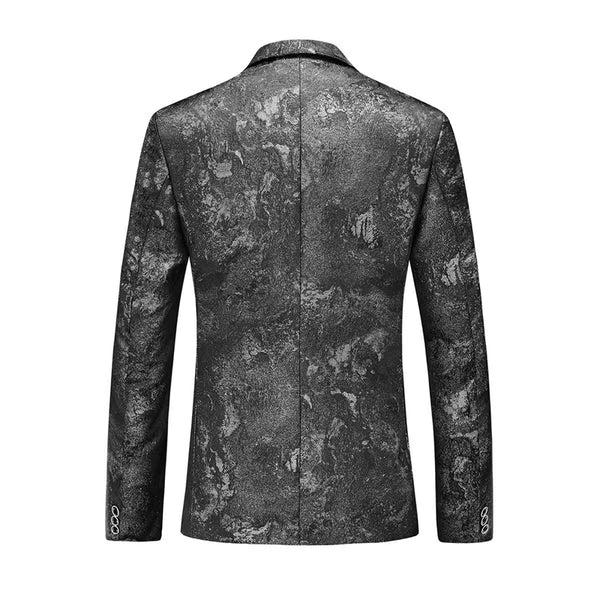Tailored Fit Notched Lapel Single Breasted One-button Floral Men's Casual Jacket
