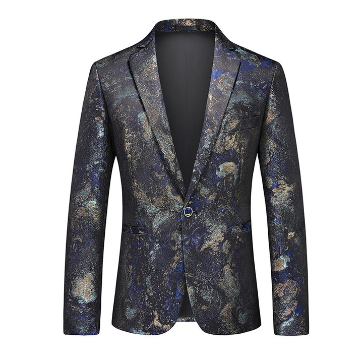 Tailored Fit Notched Lapel Single Breasted One-button Floral Men&