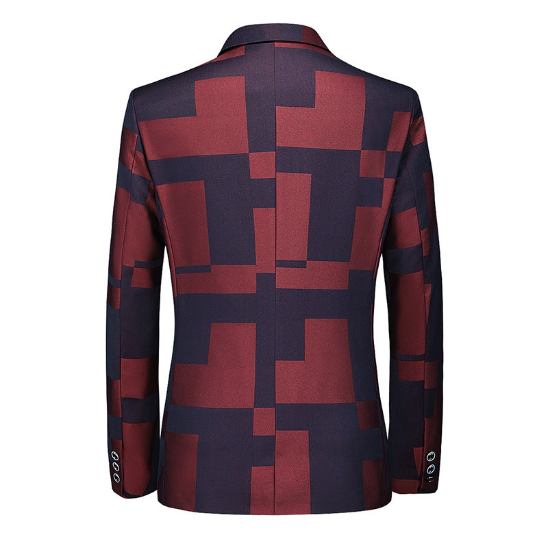 Tailored Fit Notched Single Breasted One-button Vintage Checkered Men&