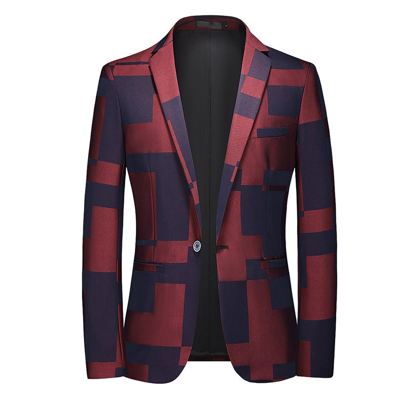 Tailored Fit Notched Single Breasted One-button Vintage Checkered Men&