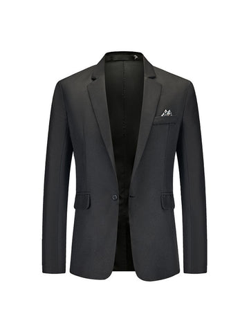 Tailored Fit Notched Single Breasted One-button Minimalist Men's Formal Jacket
