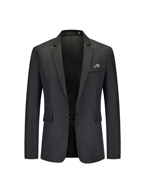 Tailored Fit Notched Single Breasted One-button Minimalist Men's Formal Jacket
