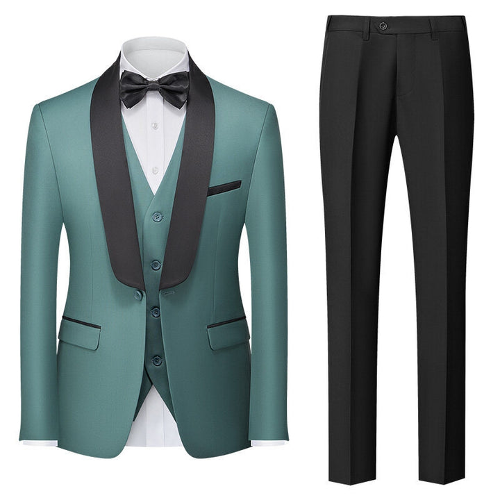 Tailored Fit Shawl Lapel Single Breasted One-button 3 Pieces Solid Colored Men&