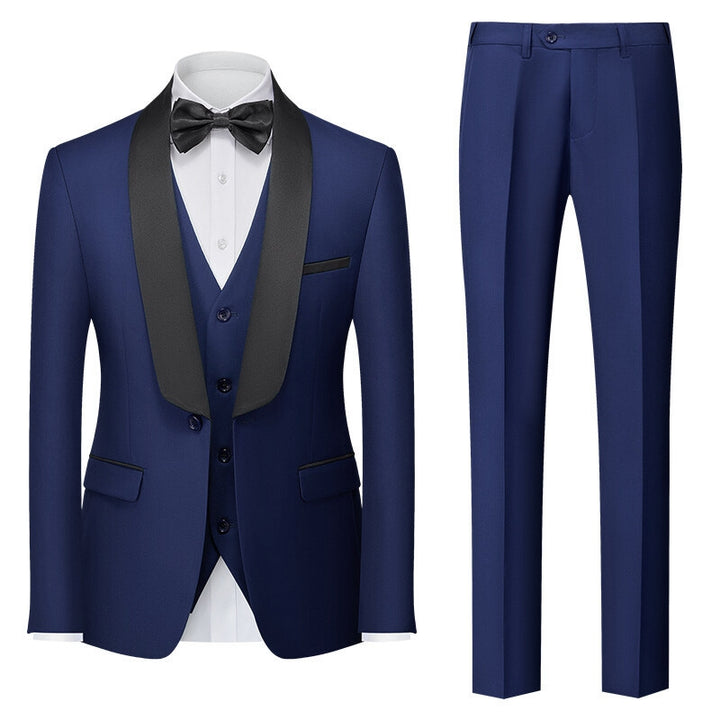 Tailored Fit Shawl Lapel Single Breasted One-button 3 Pieces Solid Colored Men&