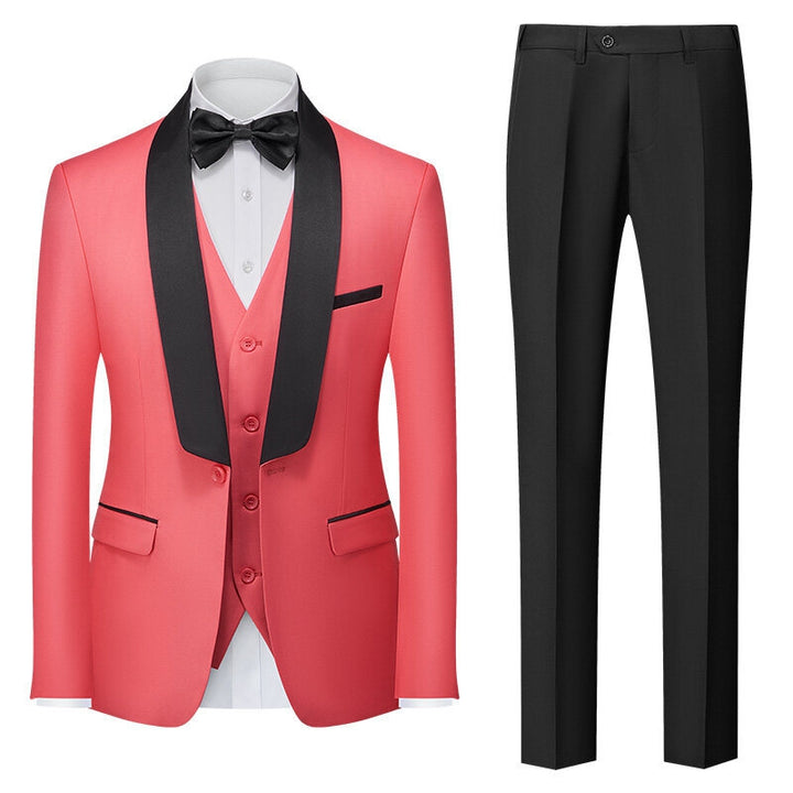 Tailored Fit Shawl Lapel Single Breasted One-button 3 Pieces Solid Colored Men&