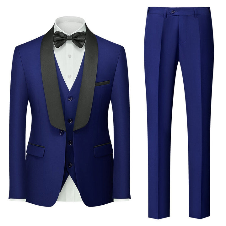Tailored Fit Shawl Lapel Single Breasted One-button 3 Pieces Solid Colored Men&