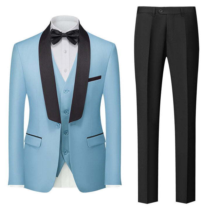 Tailored Fit Shawl Lapel Single Breasted One-button 3 Pieces Solid Colored Men&