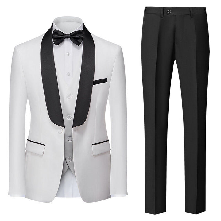 Tailored Fit Shawl Lapel Single Breasted One-button 3 Pieces Solid Colored Men&