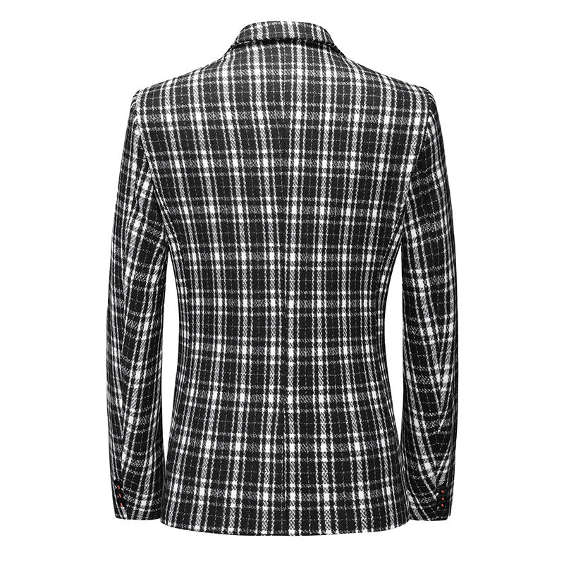 Tailored Fit Notched Lapel Single Breasted One-button Checked Men&