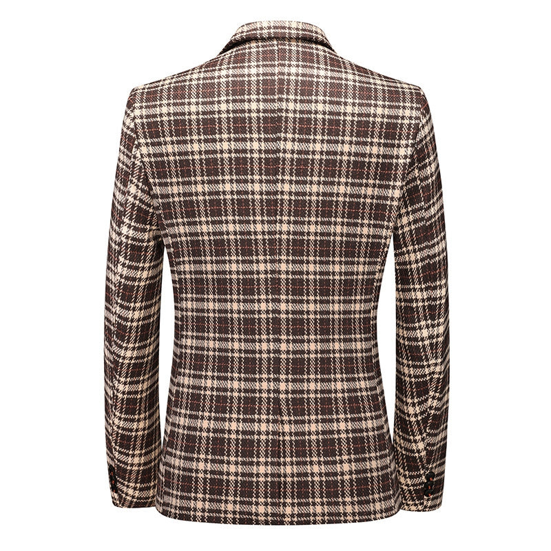 Tailored Fit Notched Lapel Single Breasted One-button Checked Men&