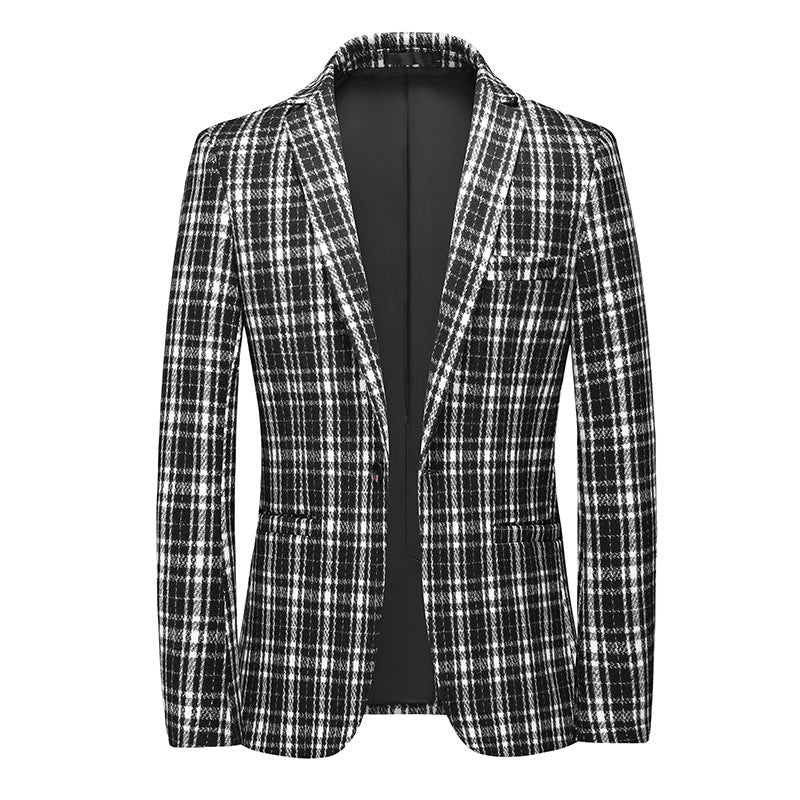 Tailored Fit Notched Lapel Single Breasted One-button Checked Men&
